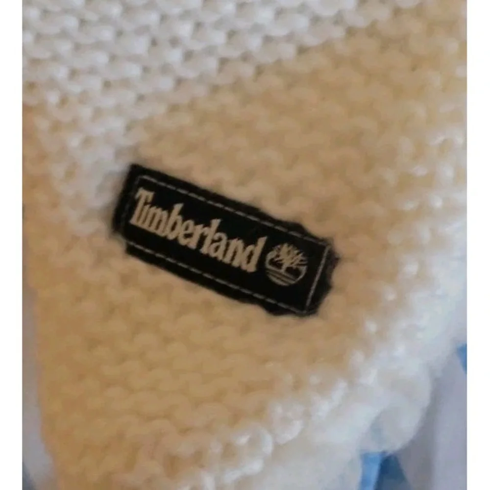 Timberland Beanie‎ Hat With Tassel One Size Fits All White Knit Womans